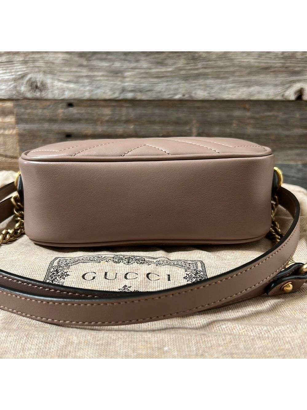 Gucci GG Marmont Mini Shoulder Bag Dusty Pink Gold Hardware # 448065DTD1T5729 - Picture 4 of 13